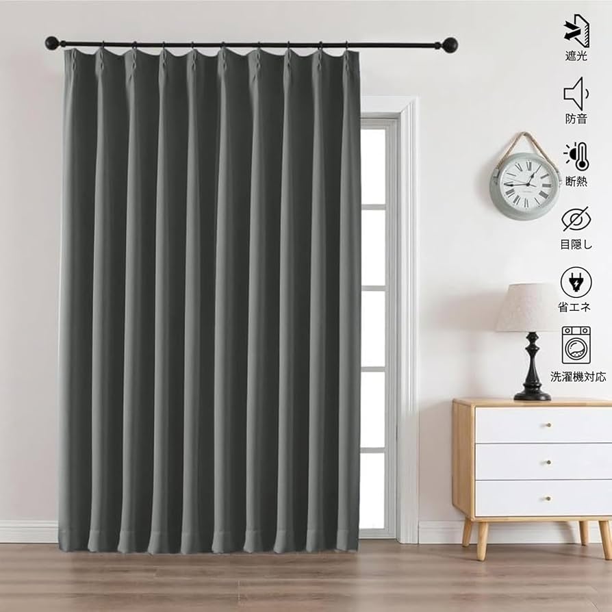 Amazon｜Joydeco 遮光カーテン ダークグレー 幅100cm*丈90cm